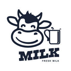 Vector set of labels and icons for milk and dairy produce.