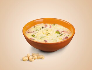 Tasty traditional dish food in the bowl on the desk