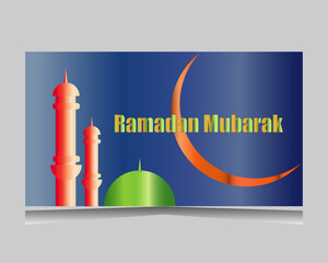 Ramadan Mubarak vector card print of social media