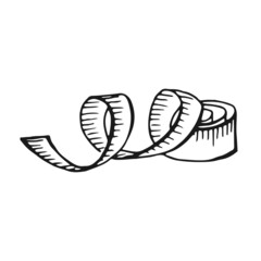 Measuring tape for sewing. Hand drawn illustration converted to vector.