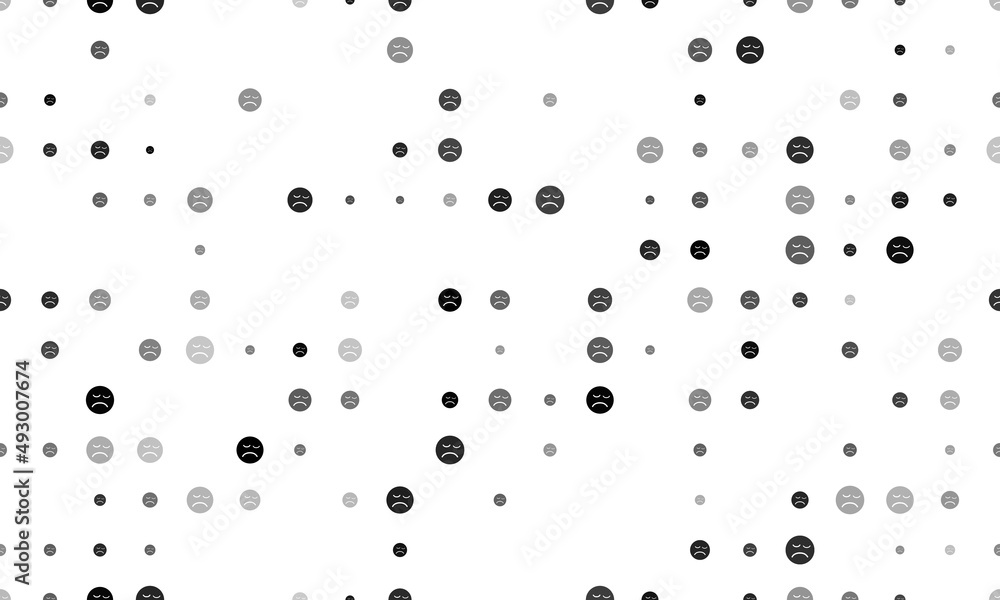Poster seamless background pattern of evenly spaced black depression symbols of different sizes and opacity