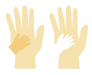 Simple Vector Set Adult's Hand and Baby's Hand, Isolated on White