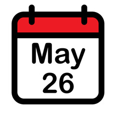 Calendar icon with twenty sixth may