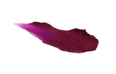 Dark red vinous maroon burgundy claret lipstick isolated on white background texture smudged