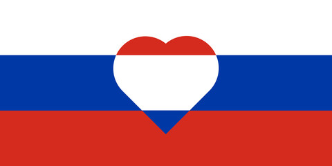 Ukrainian and russia flag with Heart-shaped icon, Pray to Ukraine. Ukrainian national borders. No war. Save Ukraine. Vector illustration, flat design