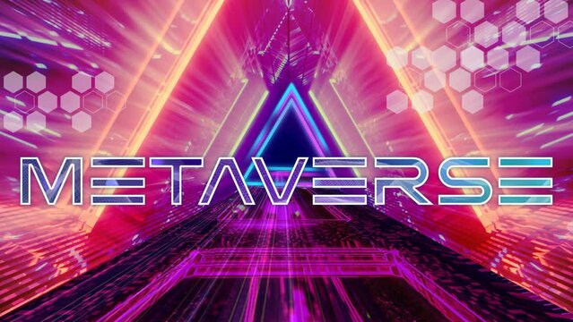Psychedelic, Neon, Bright, and Tech Backround Showing the Future of Tech with text Metaverse