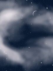 Night sky with stars and moon