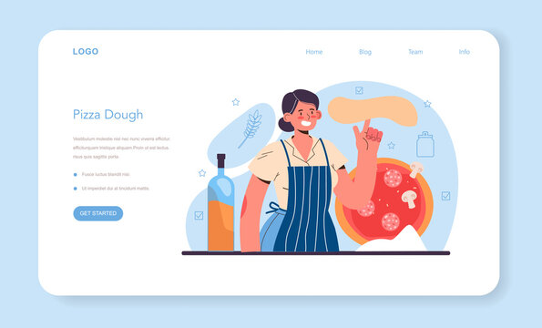 Dough products making web banner or landing page. Baking industry