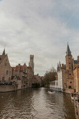 Fototapeta premium Classic view of the historic city center of Bruges, West Flanders province, Belgium. Cityscape of Bruges.