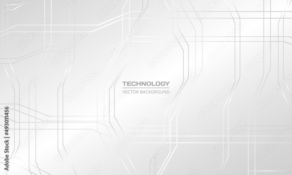 Aufkleber white and gray abstract sci-fi digital technology background concept with silver lines pattern. vect