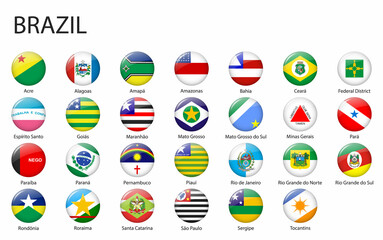 all Flags of states of Brazil. - obrazy, fototapety, plakaty