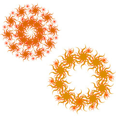 A set of wreaths of stylized suns