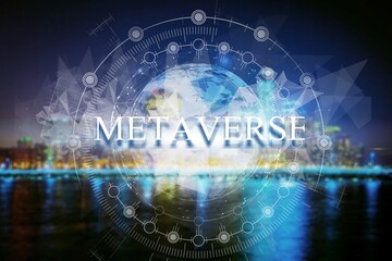 Metaverse world virtual reality technology concept. Internet of things. Futuristic business finance blockchain