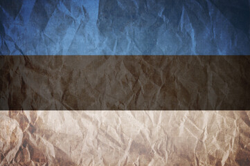 Flag of Estonia on wrinkled dirty canvas background