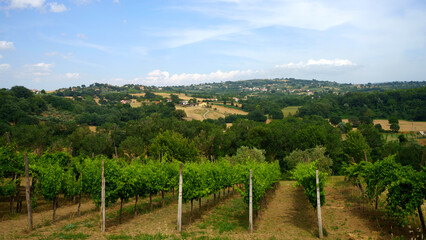 Fototapeta na wymiar Country landscape in Benevento province, Campania, Italy, at summer
