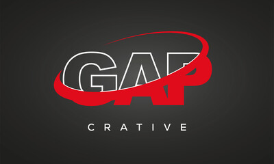 GAP creative letters logo with 360 symbol vector art template design