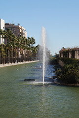 A fountain in park Del Oeste, Malaga, Spain