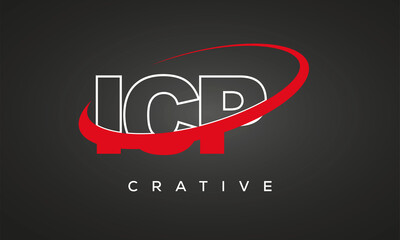 ICP creative letters logo with 360 symbol vector art template design