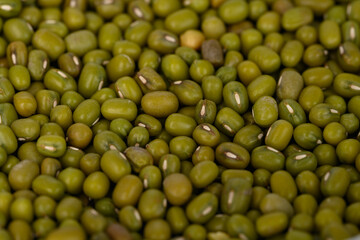 Mung bean background. Green bean mash texture. Legumes.