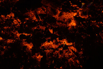 Fototapeta na wymiar actively smoldering embers of fire