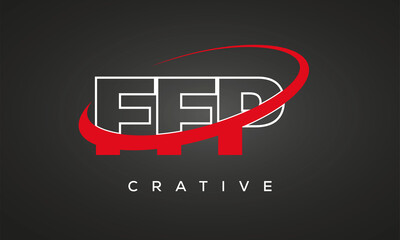 FFP creative letters logo with 360 symbol vector art template design