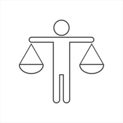Businessman Holding Scales icon. Man hold Balance logo vector