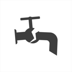 broken water faucet icon on white background