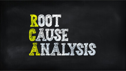 ROOT CAUSE ANALYSIS (RCA) on chalkboard