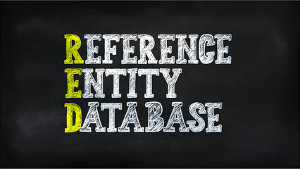 REFERENCE ENTITY DATABASE (RED) on chalkboard