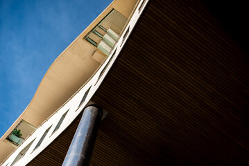 Modern building, contemporary architecture style, industry design, architectural exterior detail