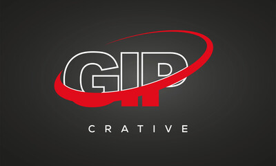 GIP creative letters logo with 360 symbol vector art template design