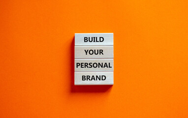 Build your personal brand symbol. Concept words Build your personal brand on wooden blocks....