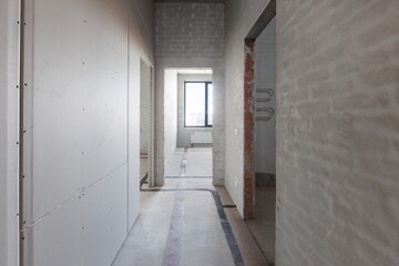 interior of the apartment without decoration in gray colors