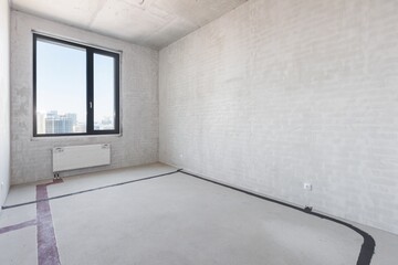 interior of the apartment without decoration in gray colors