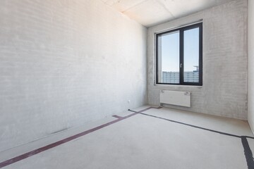 interior of the apartment without decoration in gray colors