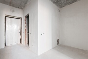 interior of the apartment without decoration in gray colors