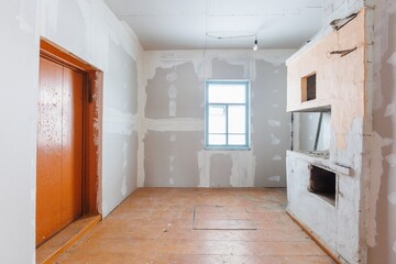 interior of the apartment without decoration in gray colors