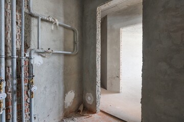 interior of the apartment without decoration in gray colors