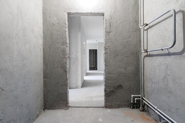 interior of the apartment without decoration in gray colors