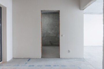 interior of the apartment without decoration in gray colors