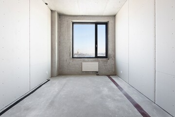 interior of the apartment without decoration in gray colors