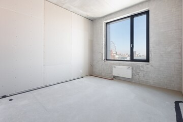 interior of the apartment without decoration in gray colors