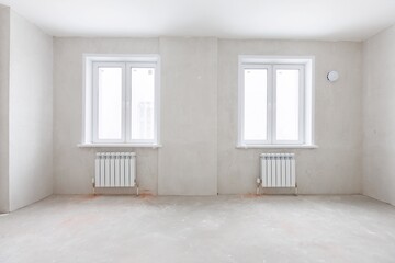 interior of the apartment without decoration in gray colors