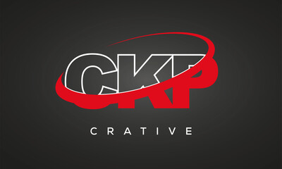 CKP creative letters logo with 360 symbol vector art template design