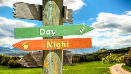 Street Sign to Day versus Night