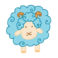 Colorful doodle style vector illustrations of sheep