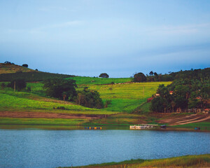 Blue hour at the lake in brazil