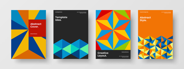Isolated mosaic tiles company brochure illustration set. Premium corporate cover vector design concept composition.