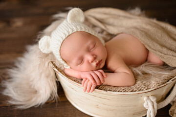 Portrait of cute adorable smiling white Caucasian baby girl boy