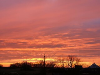 sunset in the village